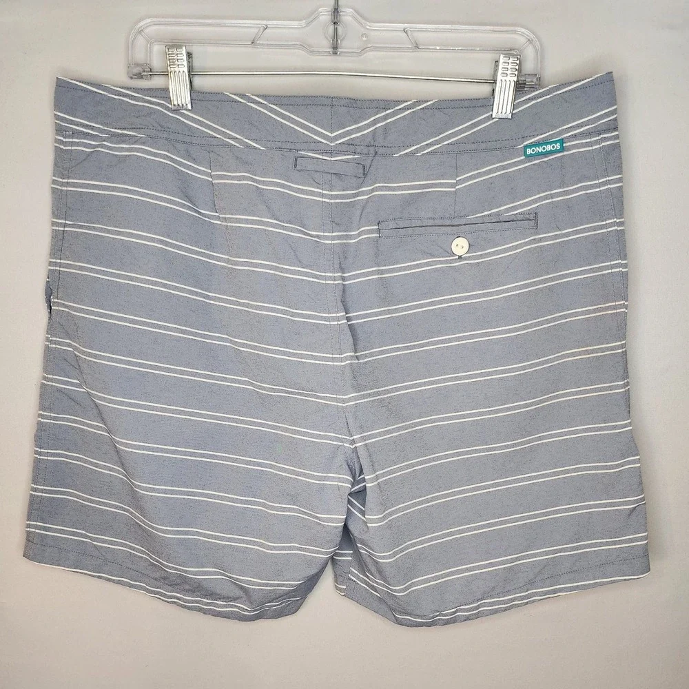 Bonobos Swim Trunks Men's XL (35) Shorts Gray Striped‎ Flat front